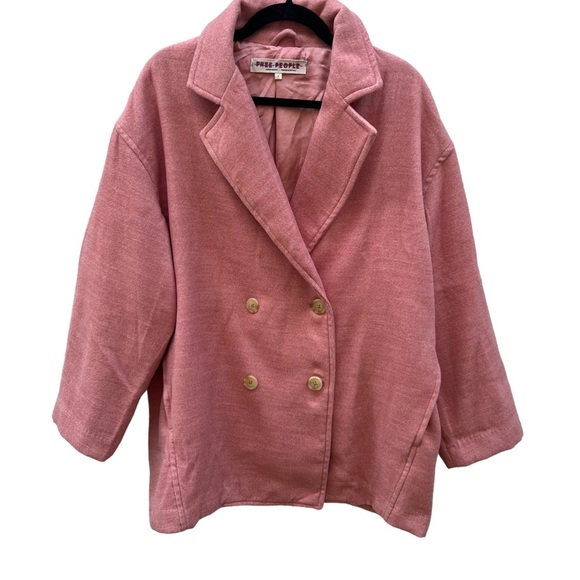 Free People Hannah Slouchy Oversized Pink Blazer Coat Size Small - Picture 8 of 16